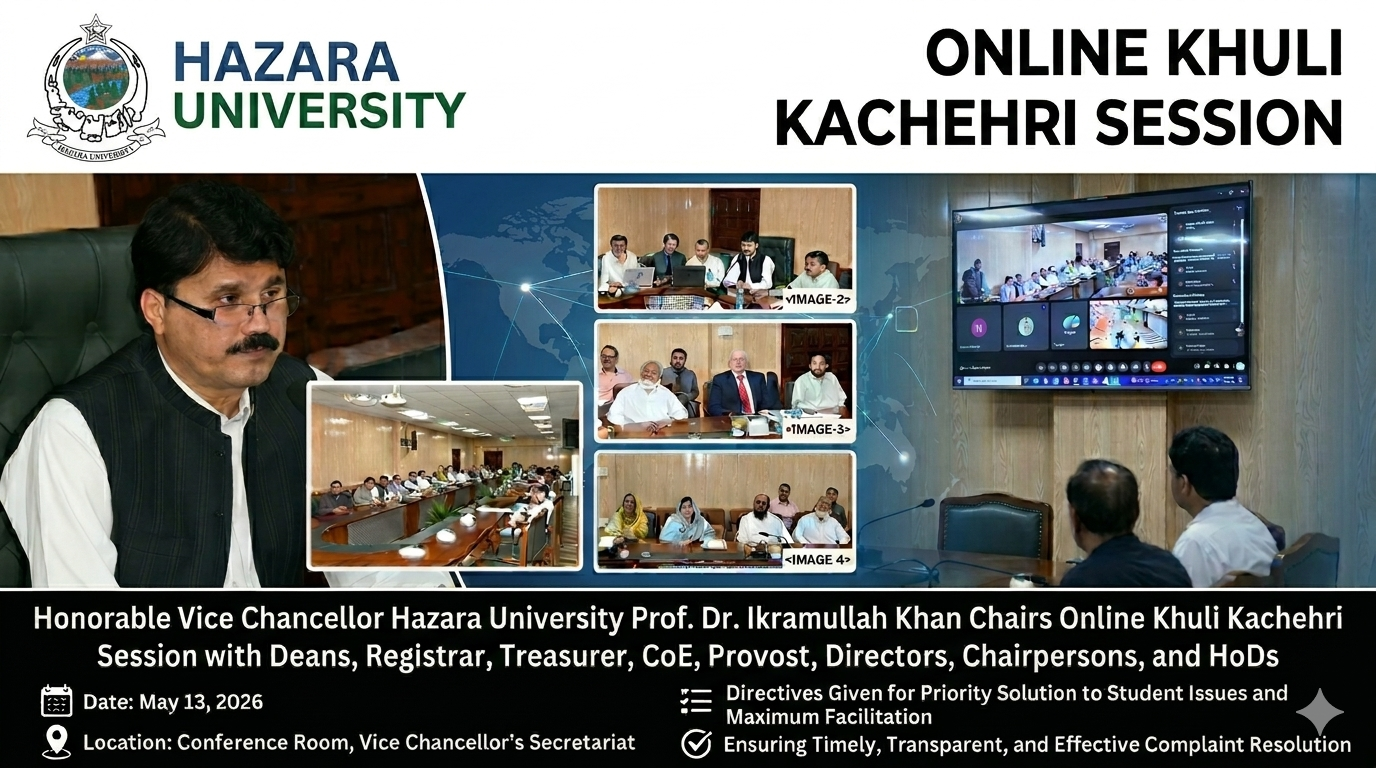 Online Khuli Kachehri Held at Hazara University Under the Chairmanship of Vice Chancellor Prof. Dr. Ikramullah Khan